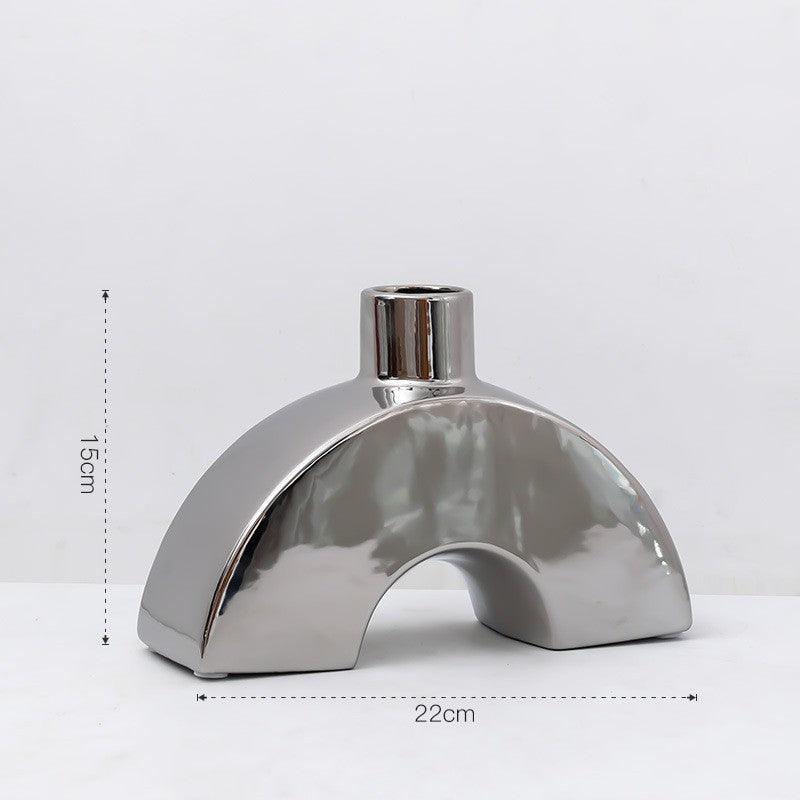 Modern Light Luxury Irregular Silver Plated Ceramic Vase - Pacisia