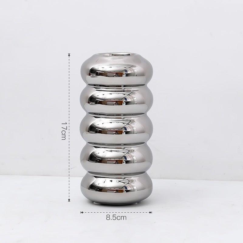 Modern Light Luxury Irregular Silver Plated Ceramic Vase - Pacisia