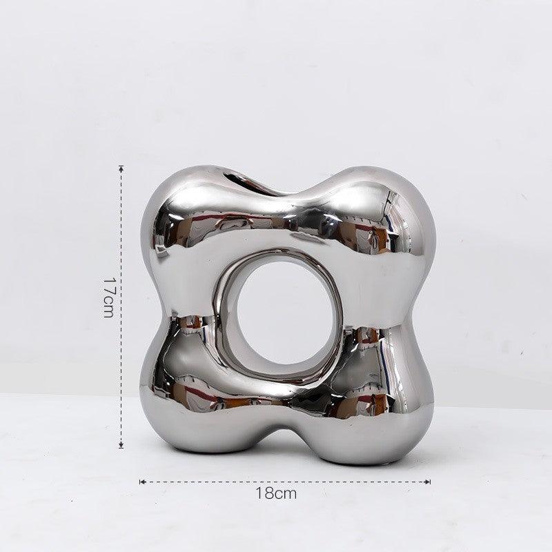 Modern Light Luxury Irregular Silver Plated Ceramic Vase - Pacisia