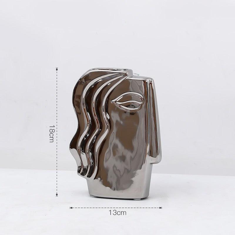 Modern Light Luxury Irregular Silver Plated Ceramic Vase - Pacisia