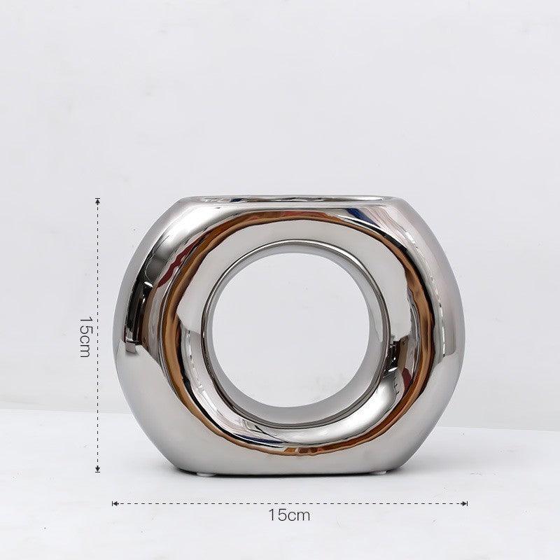 Modern Light Luxury Irregular Silver Plated Ceramic Vase - Pacisia