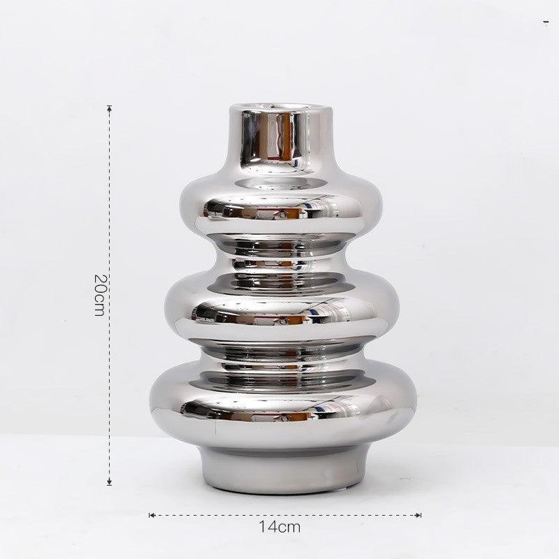 Modern Light Luxury Irregular Silver Plated Ceramic Vase - Pacisia