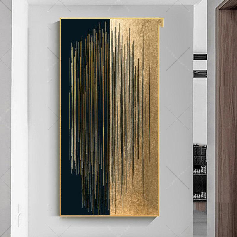 Modern Minimalist Black and Gold Abstract Lines Canvas Painting - Home Gallery Decor - Pacisia