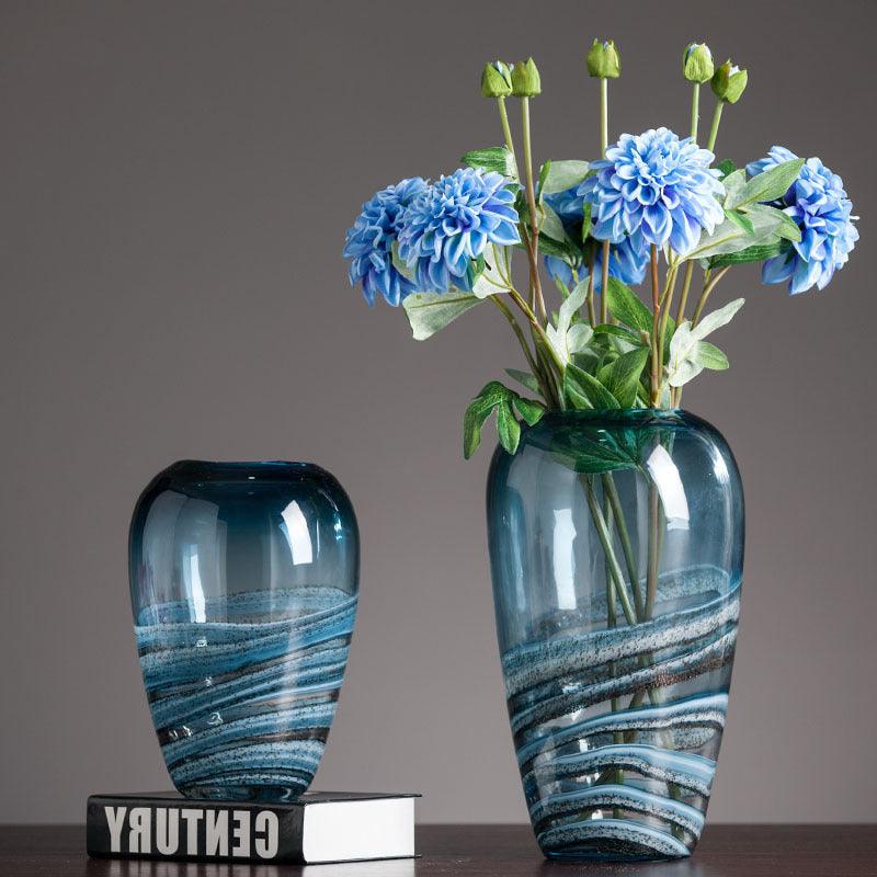 Modern Minimalist Blue Glass Vase Living Room TV Cabinet - Pacisia