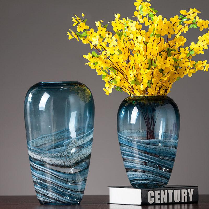 Modern Minimalist Blue Glass Vase Living Room TV Cabinet - Pacisia