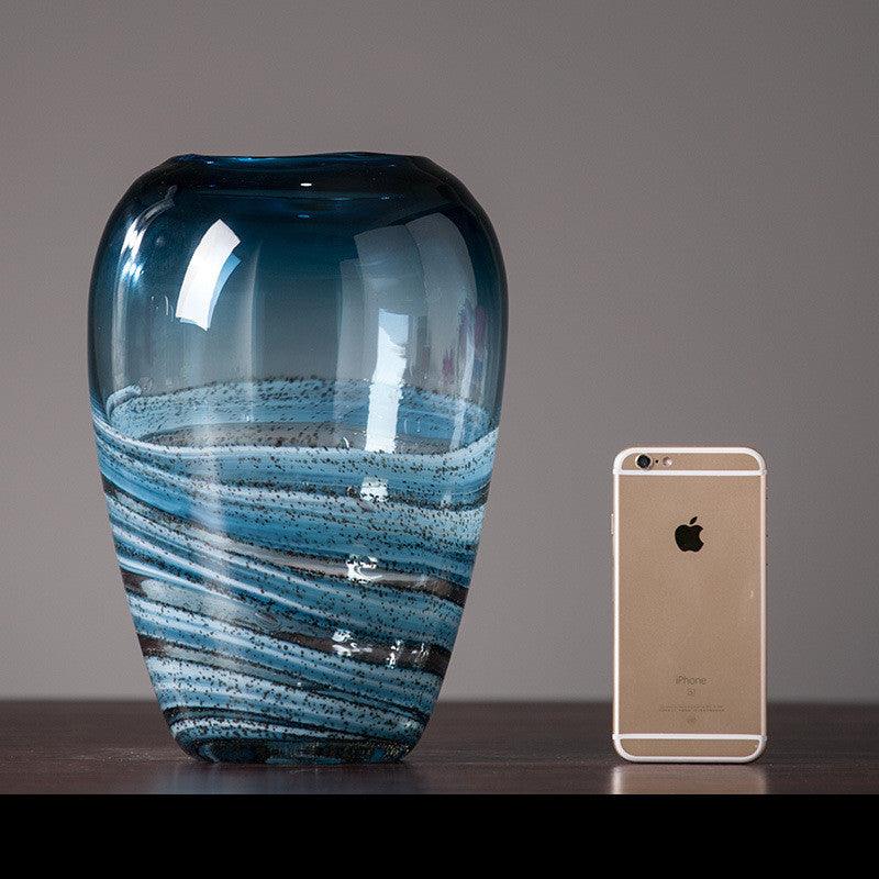 Modern Minimalist Blue Glass Vase Living Room TV Cabinet - Pacisia