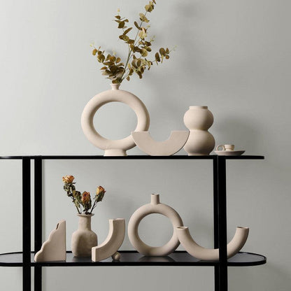 Modern Minimalist Ceramic Vase Flower Ornaments - Pacisia