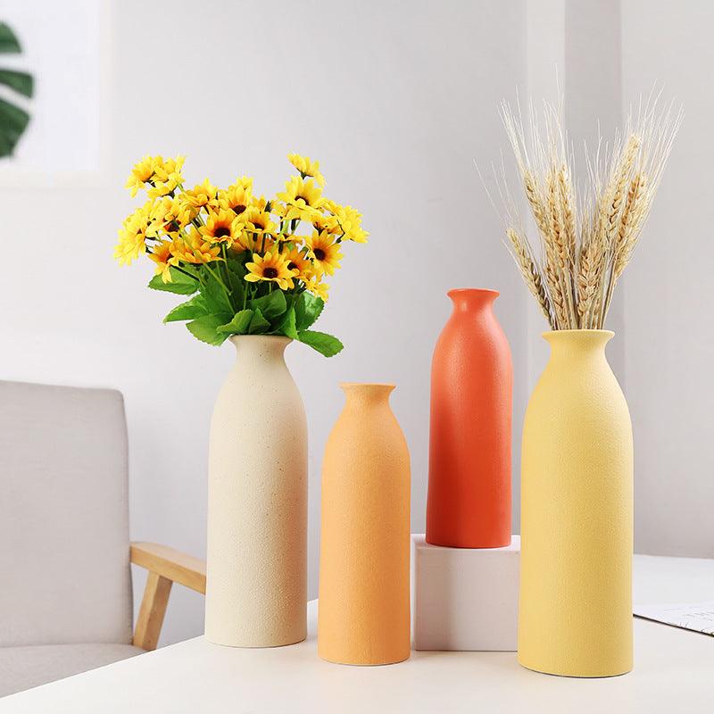 Modern Minimalist Frosted Solid Color Stoneware Vase - Pacisia