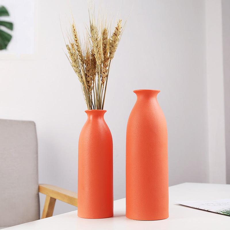 Modern Minimalist Frosted Solid Color Stoneware Vase - Pacisia