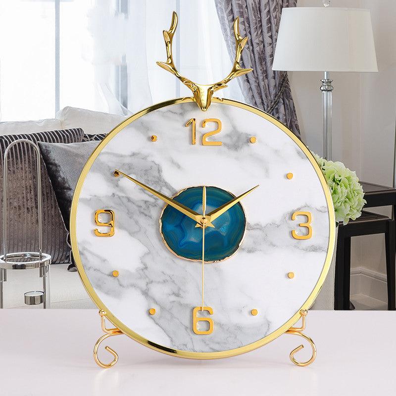 Modern Minimalist Living Room Desktop Decoration Ornaments Creative Agate Mute Clock - Pacisia