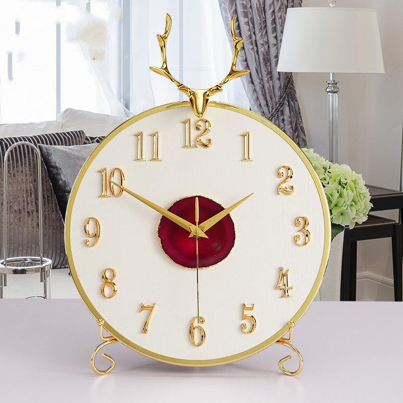 Modern Minimalist Living Room Desktop Decoration Ornaments Creative Agate Mute Clock - Pacisia