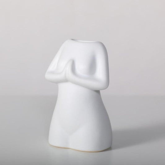 Modern Minimalist Porcelain Yoga Figure Vase Ornament - Pacisia