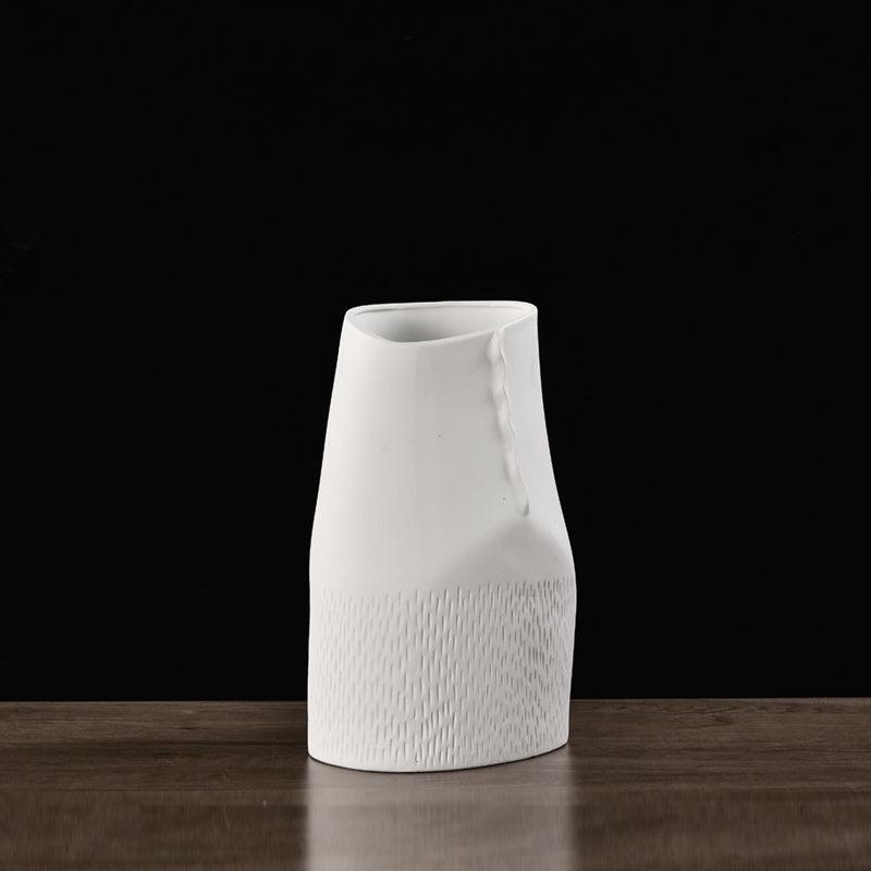 Modern Minimalist White Ceramic Flower Arrangement Vase Decoration - Pacisia