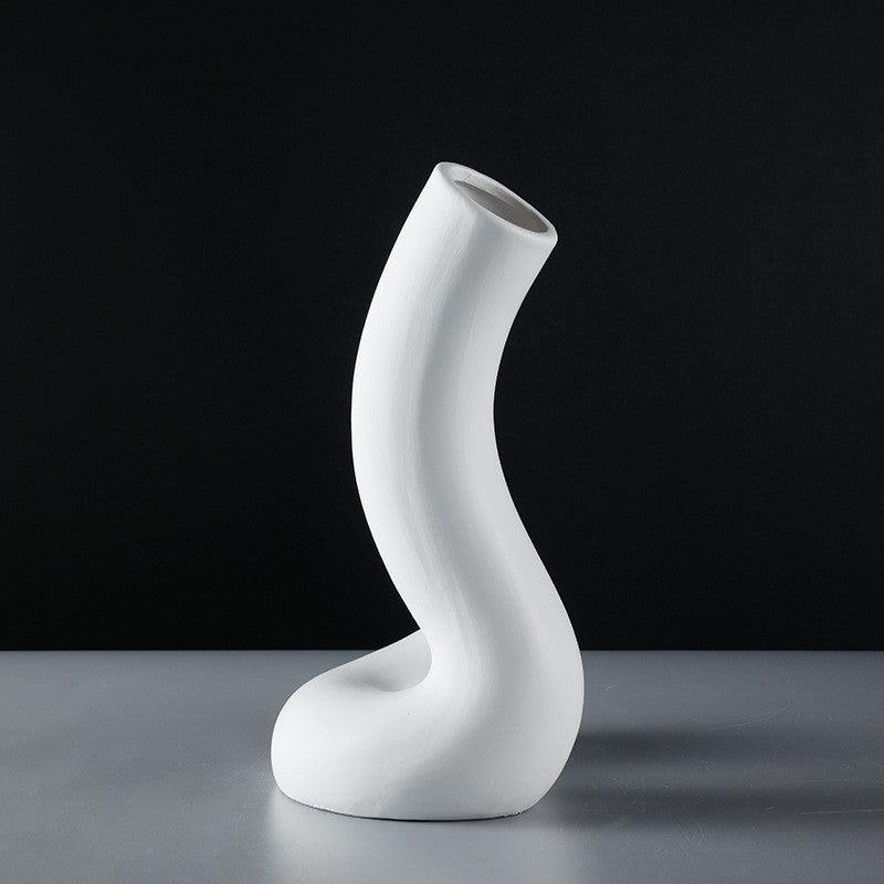 Modern Minimalist White Twisted Creative Vase Flower Arrangement Dried Flowers - Pacisia