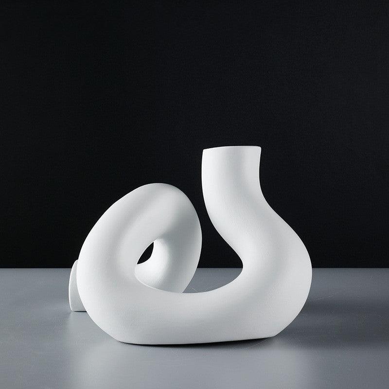 Modern Minimalist White Twisted Creative Vase Flower Arrangement Dried Flowers - Pacisia