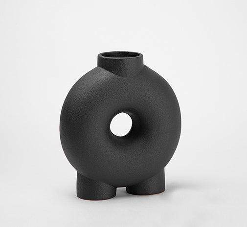 Modern New Chinese Style Black Retro Round Ceramic Vase Decoration - Pacisia