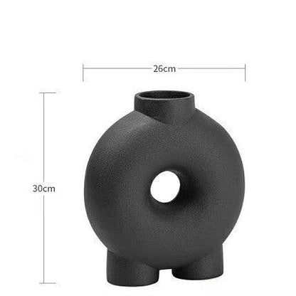 Modern New Chinese Style Black Retro Round Ceramic Vase Decoration - Pacisia