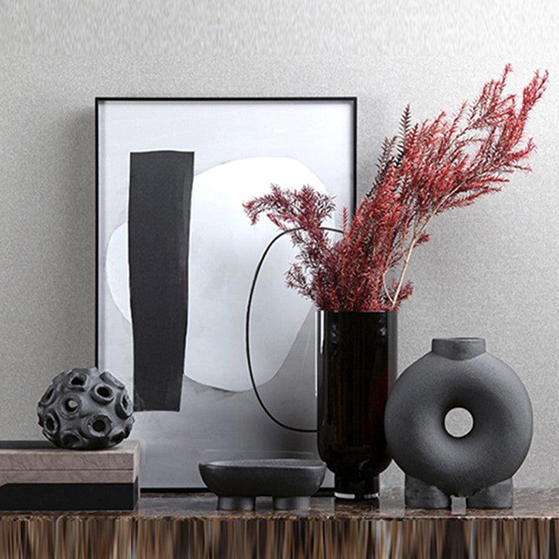 Modern New Chinese Style Black Retro Round Ceramic Vase Decoration - Pacisia