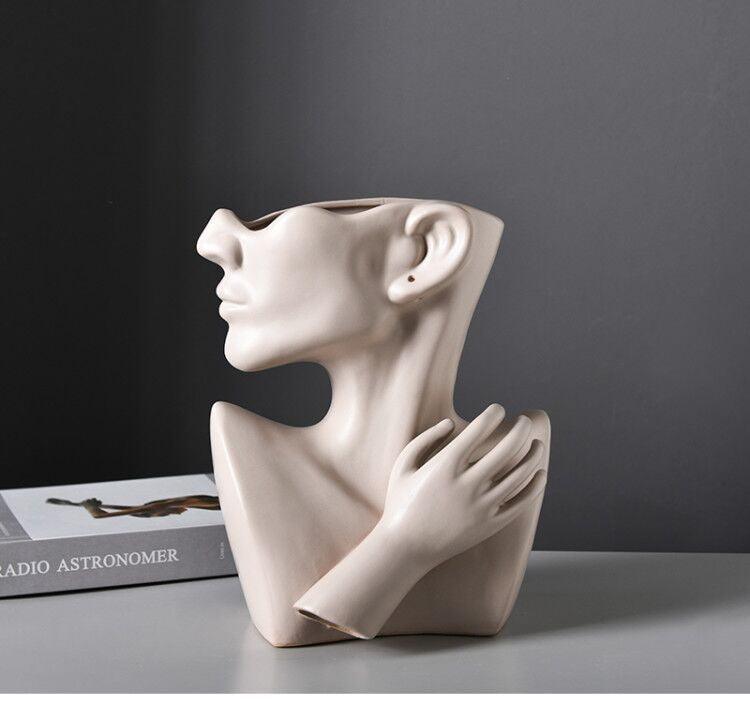 Modern Nordic Style Creative Portrait Vase Human Head Flower Vases Decorative Ornaments Resin Home Flowers Art Decor - Pacisia