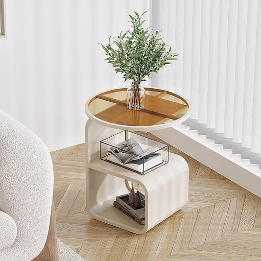 Modern Round Tempered Glass Sofa Side Table - Pacisia