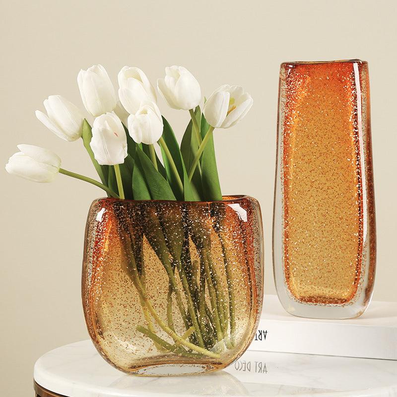 Modern Simple Luxury Glass Amber Vase Ornaments - Pacisia