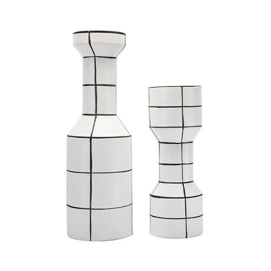 Modern Simple Nordic Creative Home White Ceramic Vase Fashion Stripe Handicraft Ornament Home Decoration - Pacisia