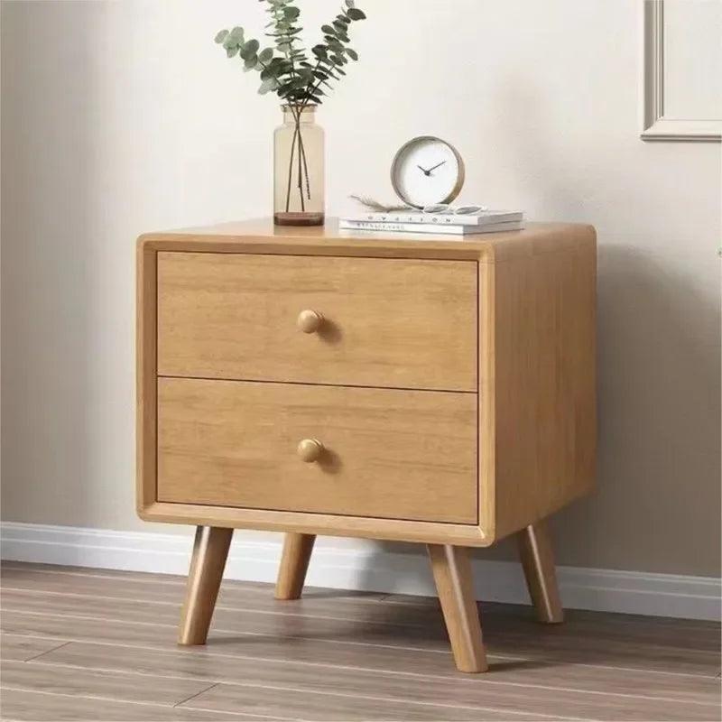 Modern Simple Scandinavian Solid Wood Nightstand Small Bedroom Bedside Storage Storage Cabinet Log Cabinet - Pacisia