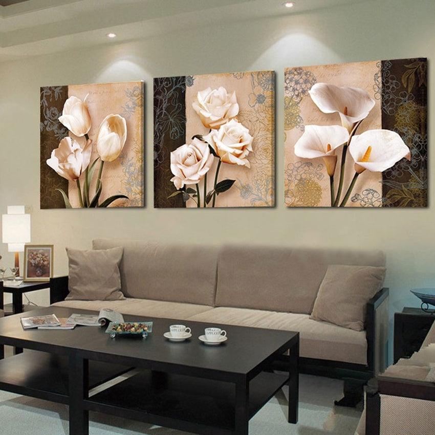Modern Still Life Flower Canvas Painting - Framed Wall Art for Living Room Decor - Pacisia