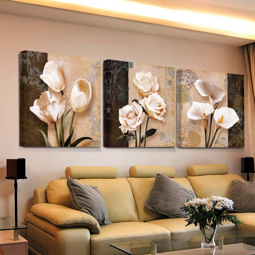 Modern Still Life Flower Canvas Painting - Framed Wall Art for Living Room Decor - Pacisia