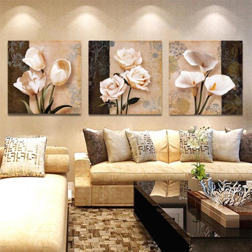 Modern Still Life Flower Canvas Painting - Framed Wall Art for Living Room Decor - Pacisia