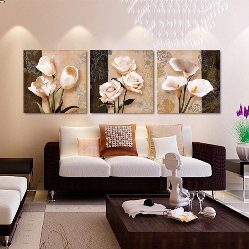 Modern Still Life Flower Canvas Painting - Framed Wall Art for Living Room Decor - Pacisia