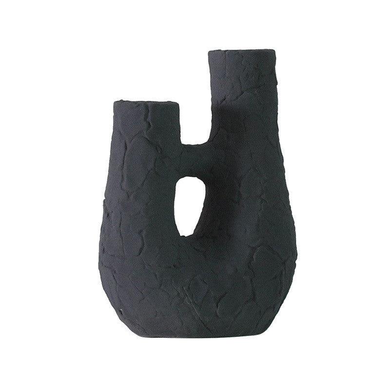 Modern Style Ceramic Vase Weathered Stone Candle Holder - Pacisia