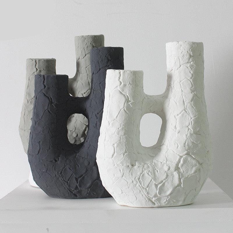 Modern Style Ceramic Vase Weathered Stone Candle Holder - Pacisia