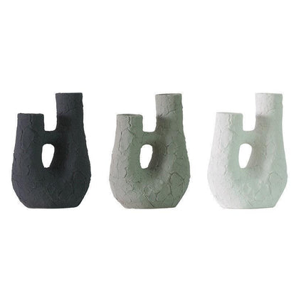 Modern Style Ceramic Vase Weathered Stone Candle Holder - Pacisia