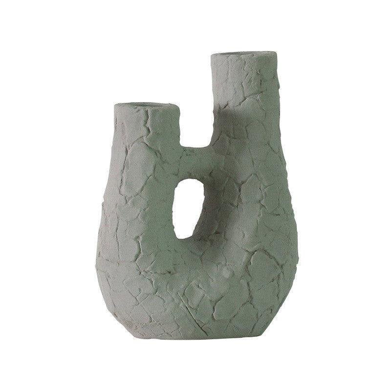 Modern Style Ceramic Vase Weathered Stone Candle Holder - Pacisia