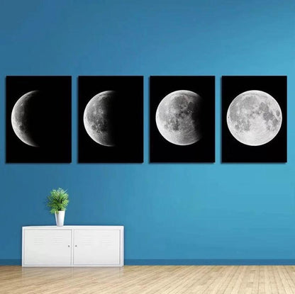 Moon Phases Four Panel Canvas Print Posters - Pacisia