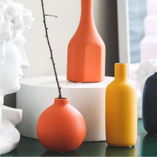 Morandi Color Nordic Style Creative Ceramic Dry Flower Vase Living Room Flower - Pacisia