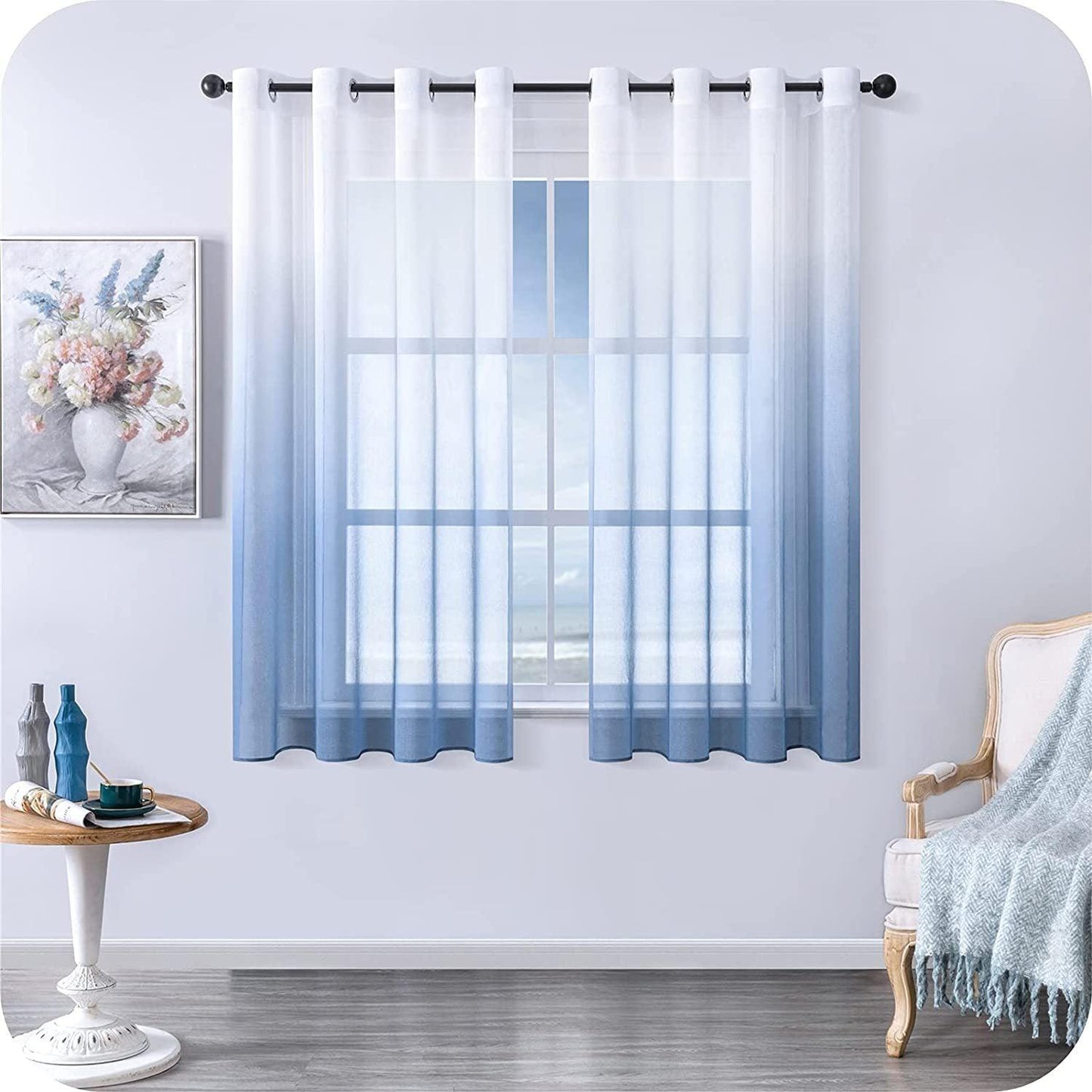 Morden Gradient Tulle Short Curtains For Living Room - Pacisia