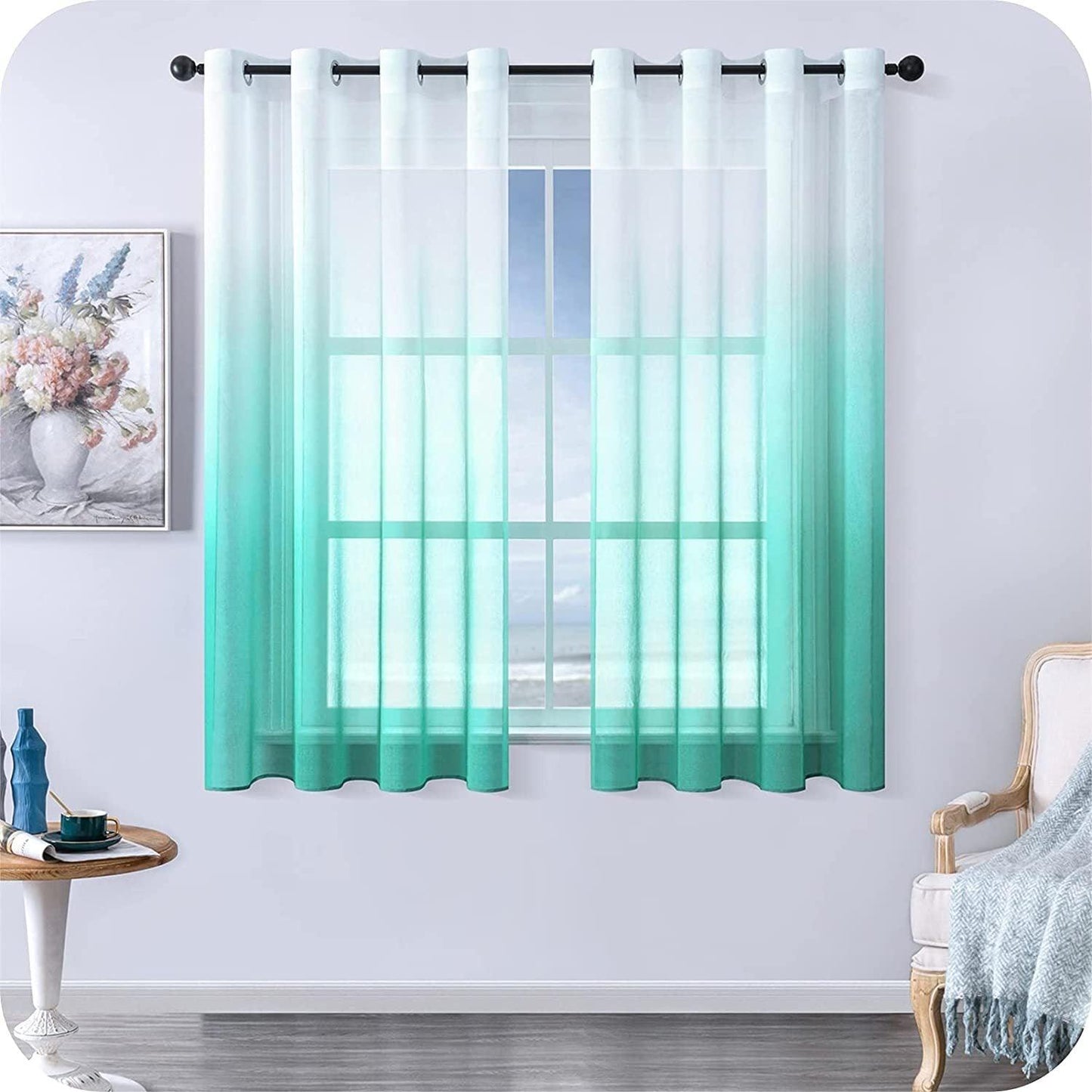 Morden Gradient Tulle Short Curtains For Living Room - Pacisia