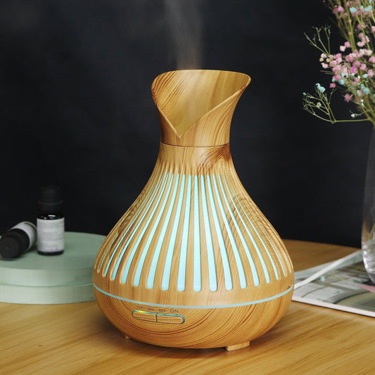 New Aroma Diffuser 500ml Wood Grain Humidifier Household Hollow Vase Humidifier - Pacisia