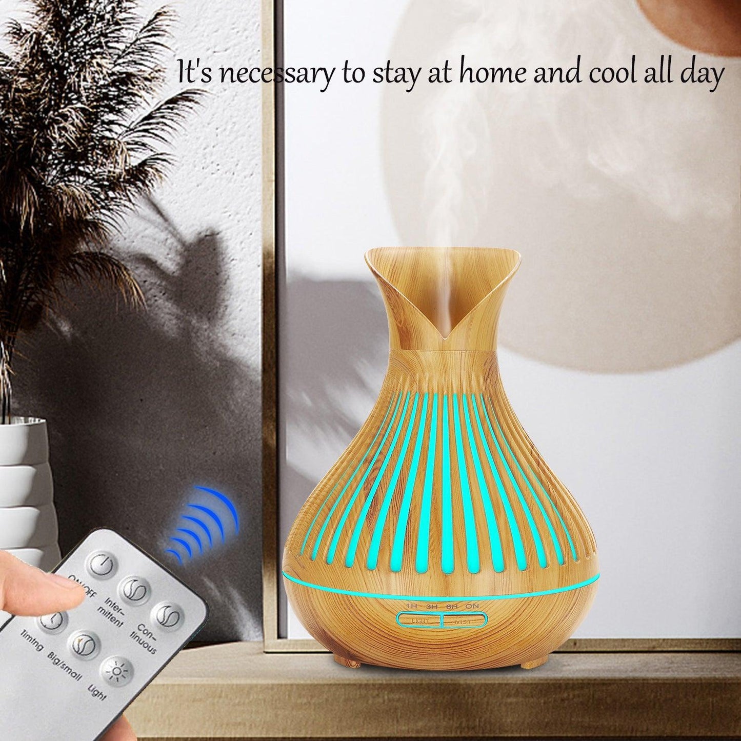 New Aroma Diffuser 500ml Wood Grain Humidifier Household Hollow Vase Humidifier - Pacisia