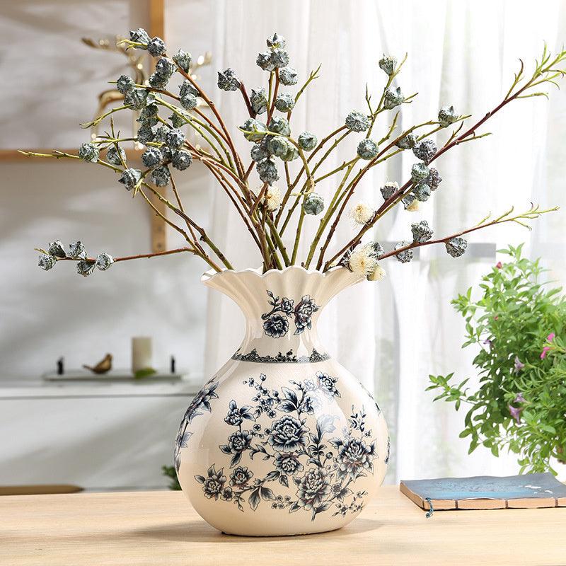 New Chinese Style Retro Blue And White Porcelain Vase - Pacisia