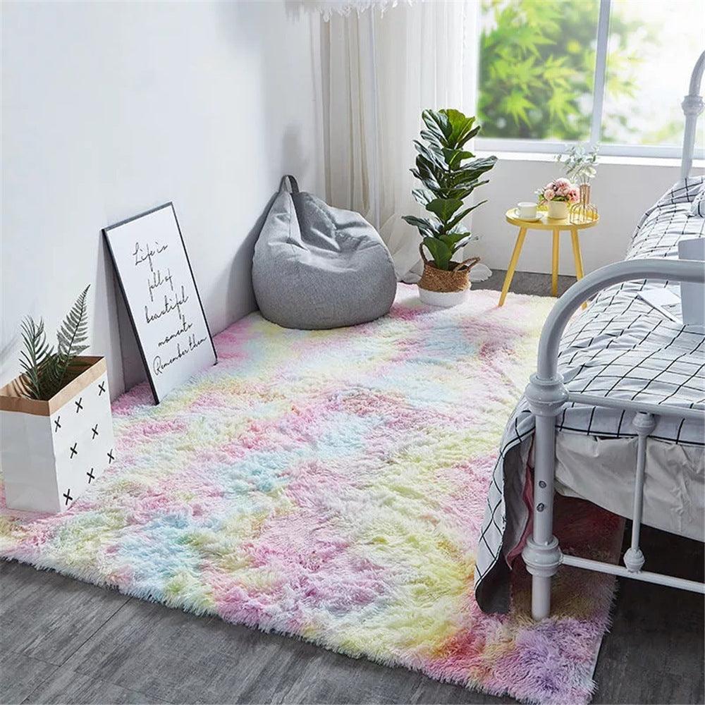New Gradient Color Tie-Dye Carpet, Simple Long Hair Mat, Doormat, Sofa, Living Room, Bedside Mat - Pacisia