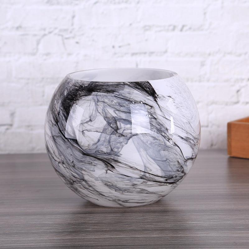New Simple Marble Pattern Glass Vase Ornaments - Pacisia