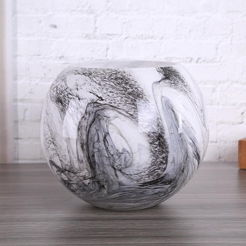 New Simple Marble Pattern Glass Vase Ornaments - Pacisia