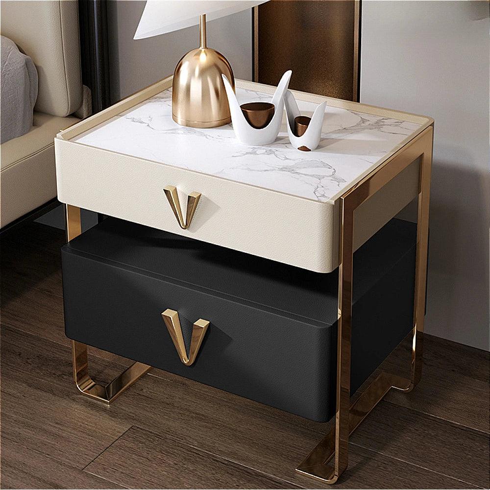 Nightstand Bedroom Furniture Light luxury Rock plateBedside Table household Wooden Side Bed Table mesita de noche Home Furniture - Pacisia