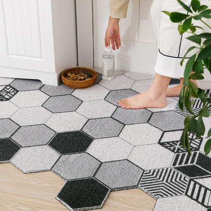 Non-slip Washable Hexagon Printed Custom Cut Doormat Carpet - Pacisia