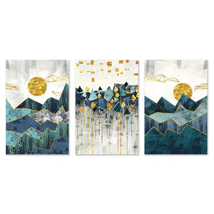 Nordic Abstract Geometric Mountain Landscape Wall Art Canvas Painting Poster - Pacisia