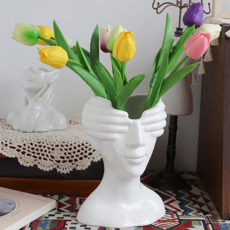 Nordic Art Ceramic Vase Decoration Living Room Tabletop Flower Arrangement Decorative Vase - Pacisia
