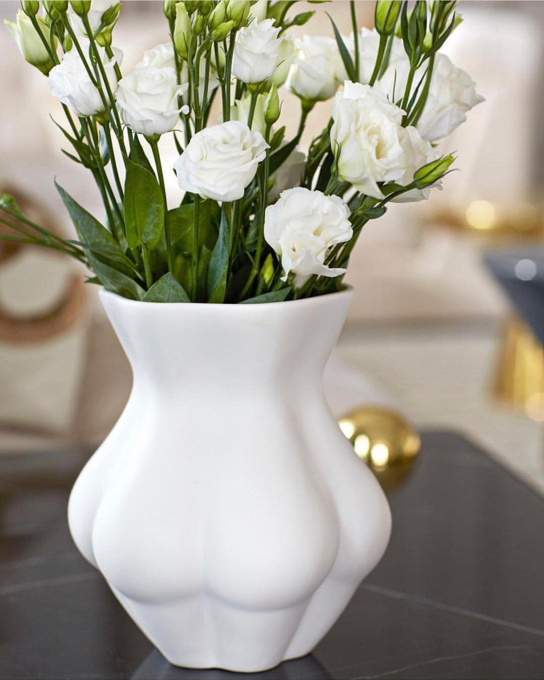 Nordic Ceramic Muse Face Lips Faceted Butt Nordic Style Vase - Pacisia